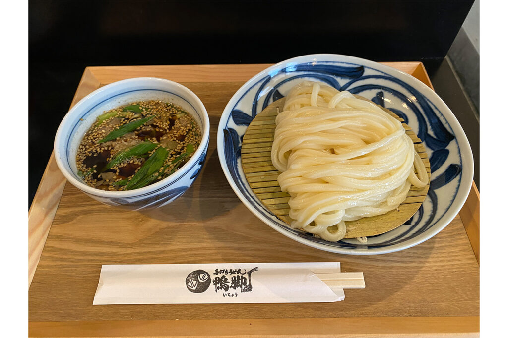 Hand-rolled udon noodles with duck leg dipping sauce