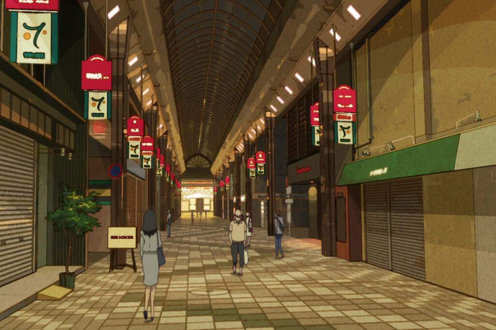 Teramachi Kyogoku shopping street, animation depiction