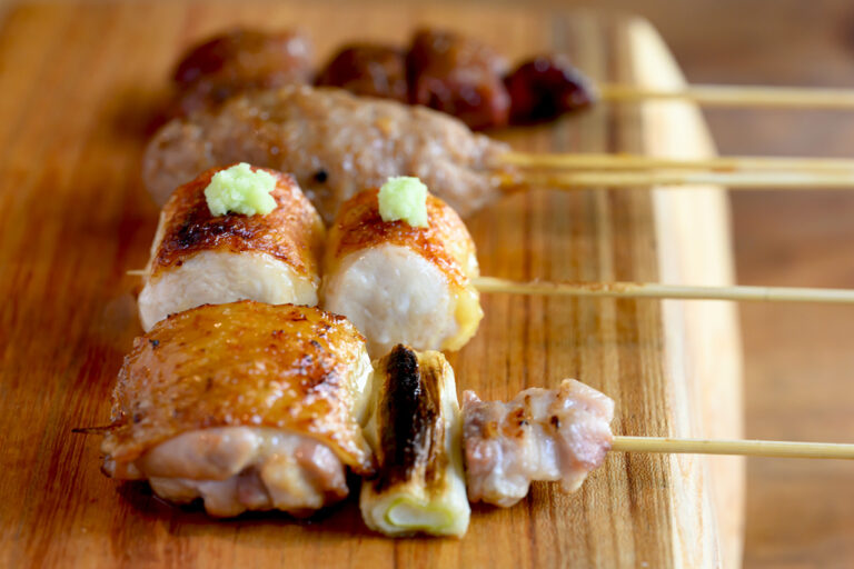 Example of a 12,000 yen course meal at Chicken Shokuho